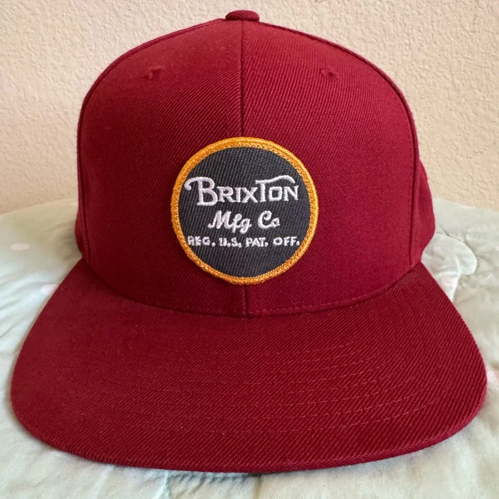 Brixton Men's Deep Red Hat with Logo Patch Snap Back